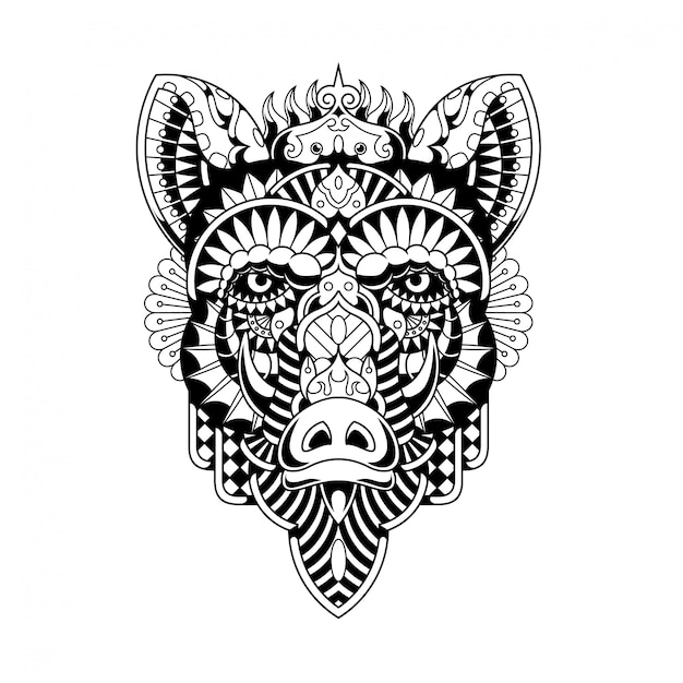 Premium Vector Wild Boar Illustration Mandala Zentangle And Tshirt Design