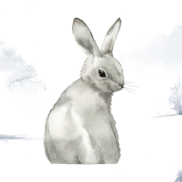 Download Free Vector | Wild gray rabbit in a winter wonderland