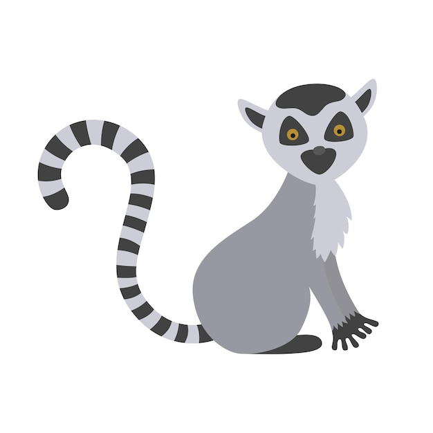 Premium Vector | Wild lemur sits