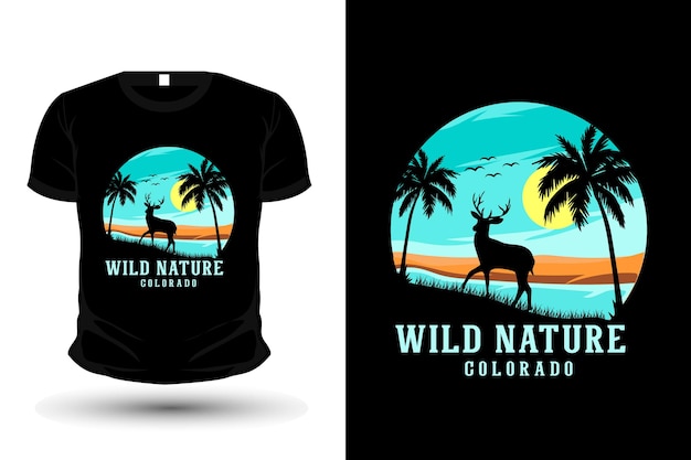 Download Дизайн макета футболки с силуэтом дикой природы колорадо | Премиум векторы