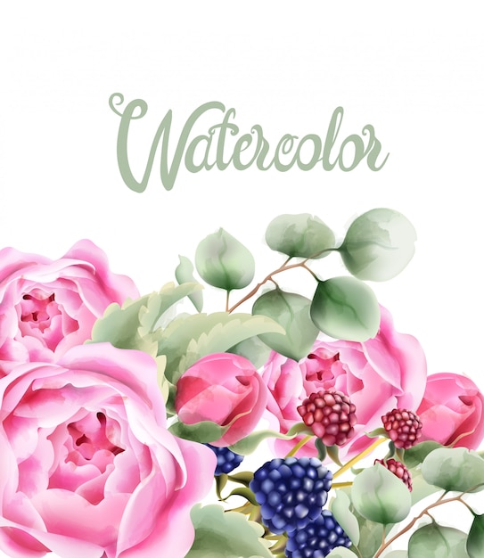 Download Wild nature watercolor flowers bouquet Vector | Premium ...