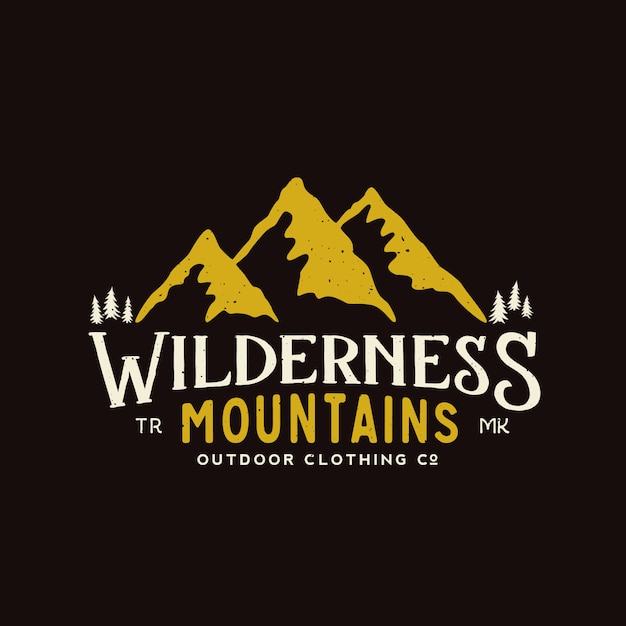 Premium Vector | Wilderness mountains outdoor clothing vintage logo ...
