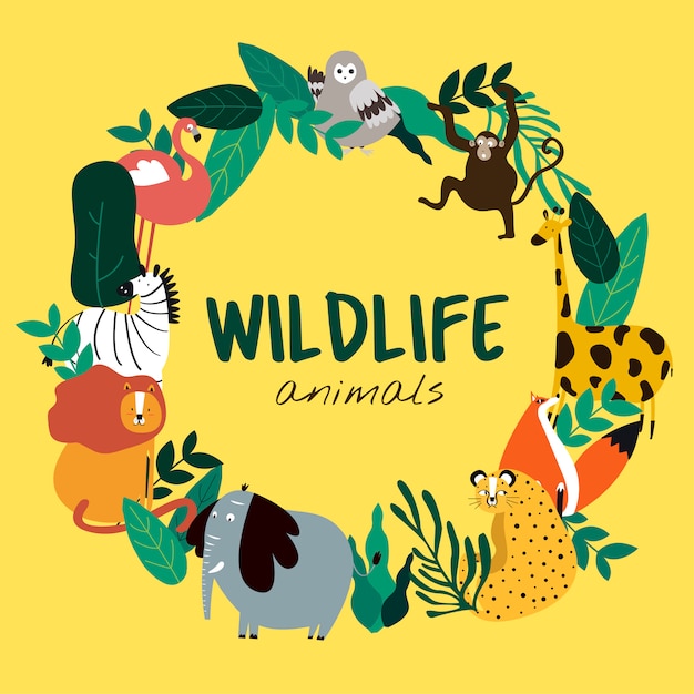 Wildlife animals cartoon style animals template vector Vector | Free Download