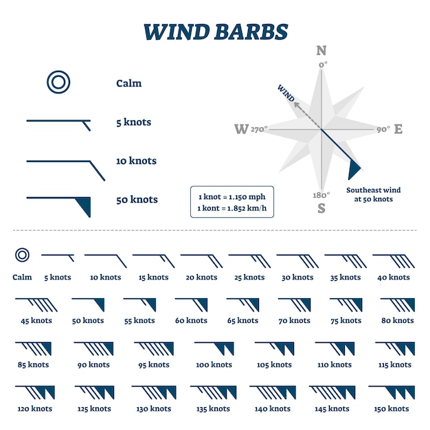 Wind barbs illustration | Premium Vector