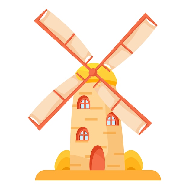 Premium Vector | Windmill cartoon traditional