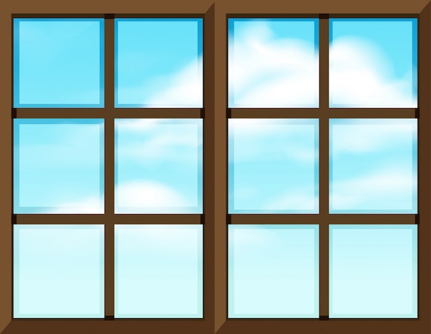 Premium Vector Window frame template with outside view