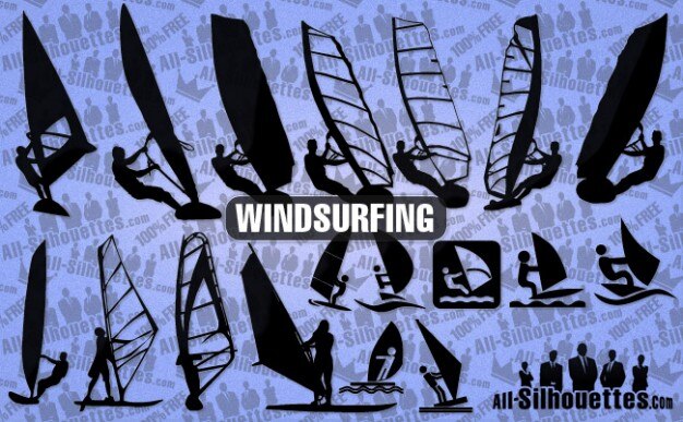Windsurfing sport silhouettes
