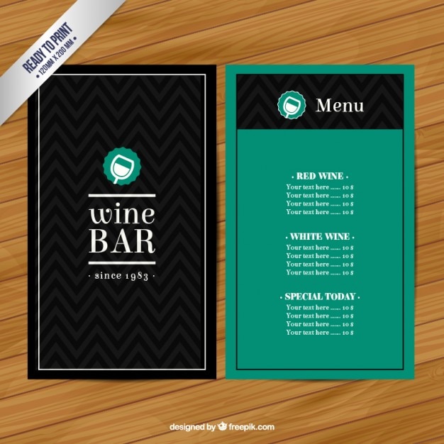 Wine bar menu