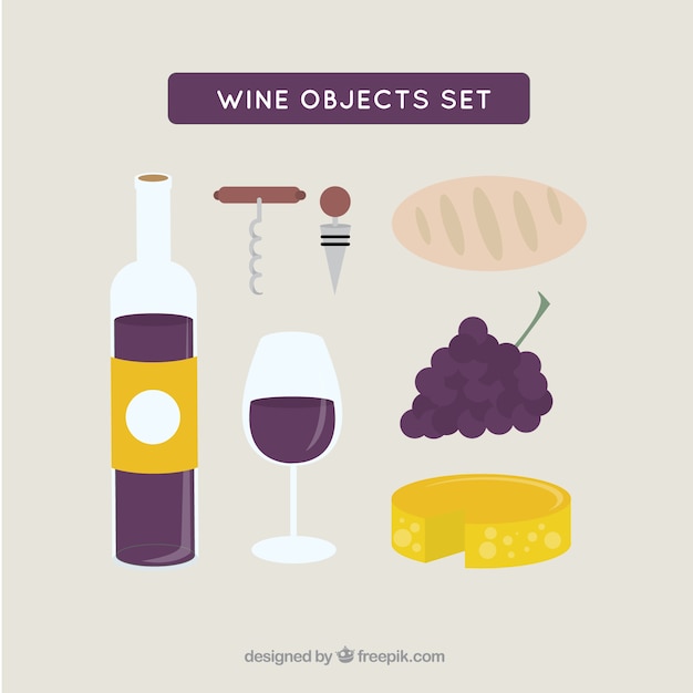 Wine barrel and elements in flat design