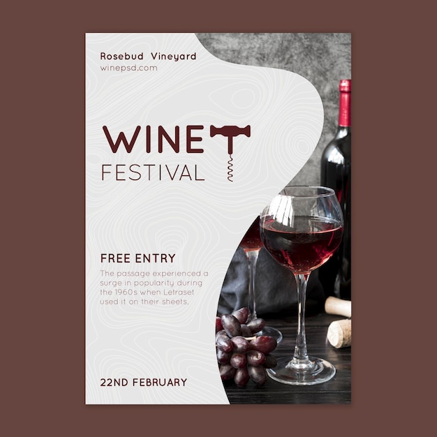 Free Vector | Wine festival poster template