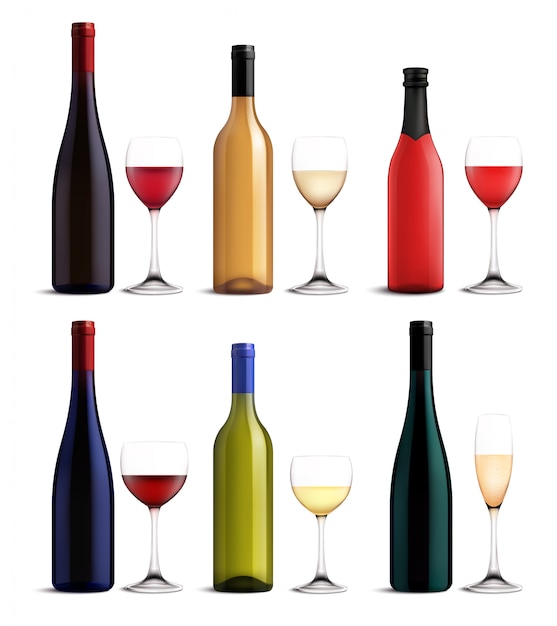 Download Wine and glass set | Free Vector