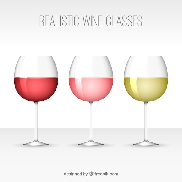 Wine glasses collection in realistic\
style