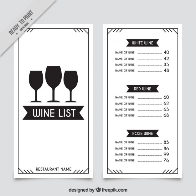 Free Vector Wine list template with three glasses