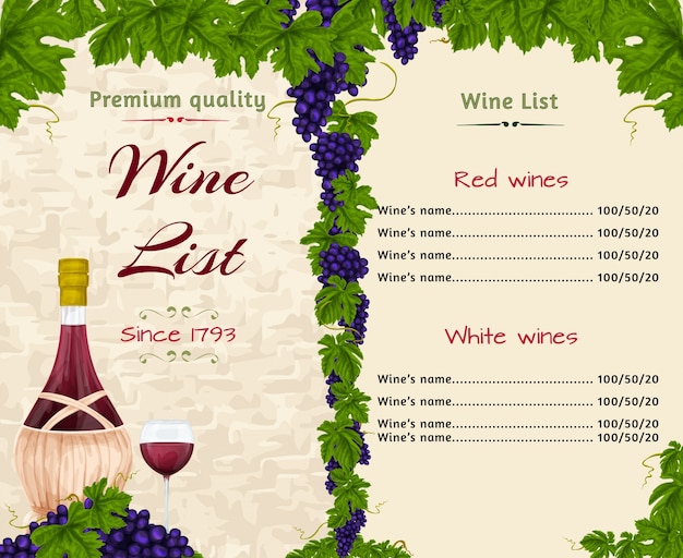 Premium Vector Wine list template