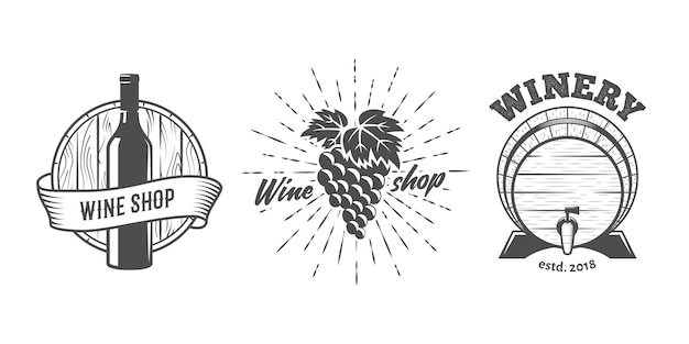 Premium Vector | Wine shop logo set