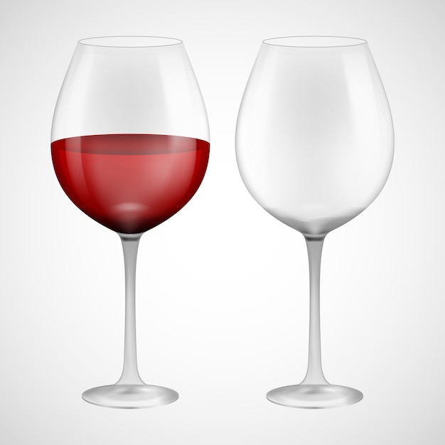 赤ワインとワイングラス 背景のイラスト プレミアムベクター