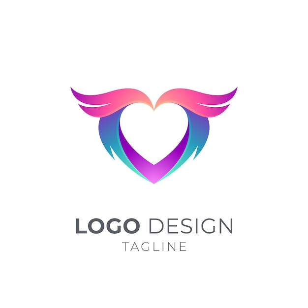 Premium Vector | Wings heart logo concept template