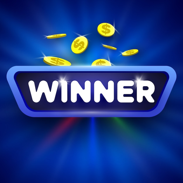 Premium Vector | Winner sign with golden coins