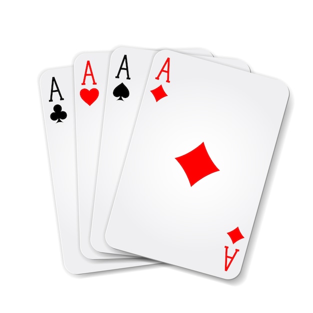 Premium Vector Winning Poker Hand Of Four Aces Playing Cards Suits On White