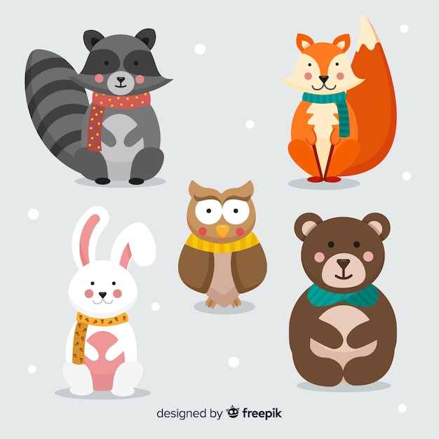 Winter animals collection | Free Vector