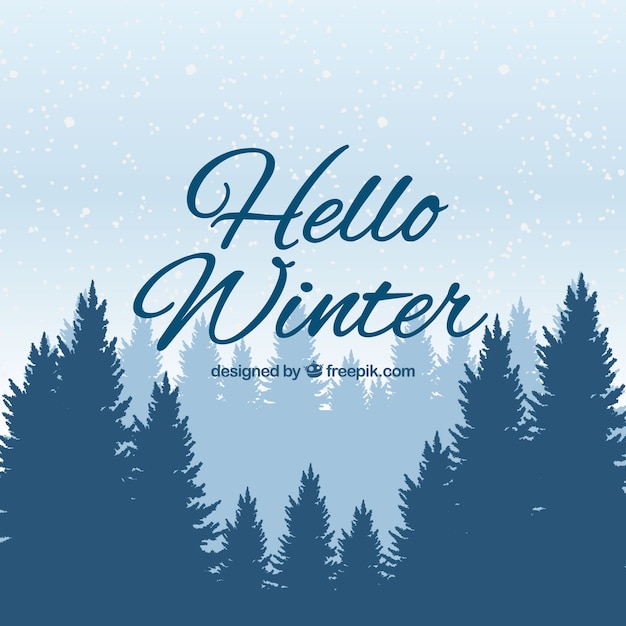 Download Winter background with pine trees Vector | Free Download