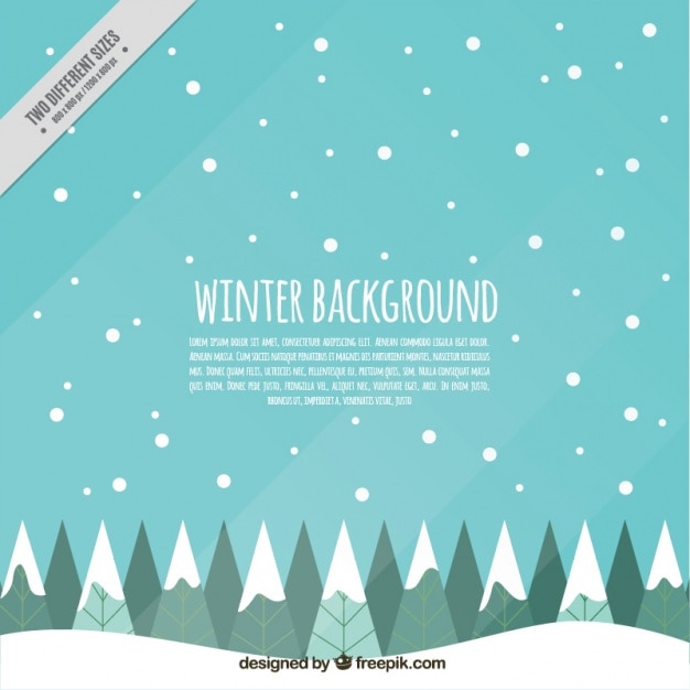 Winter background with snow and trees in flat\
design