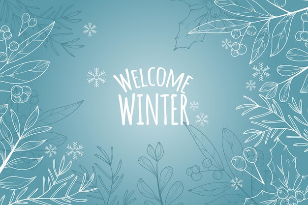 Premium Vector | Winter background with welcome winter greeting