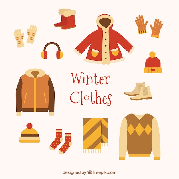 Free Vector | Winter clothes set