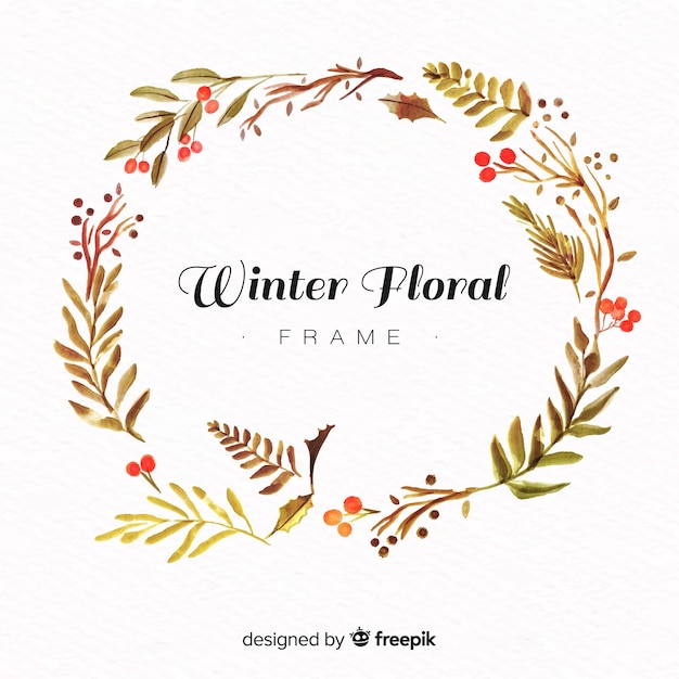 Winter floral frame | Free Vector