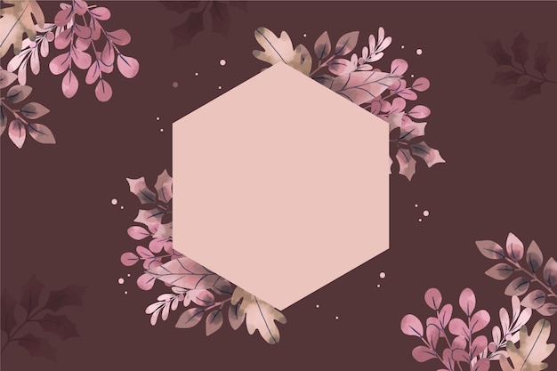 Winter flowers background with empty badge hand drawn Free Vector
