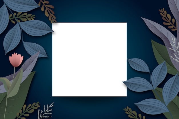 Winter flowers background with empty badge Free Vector
