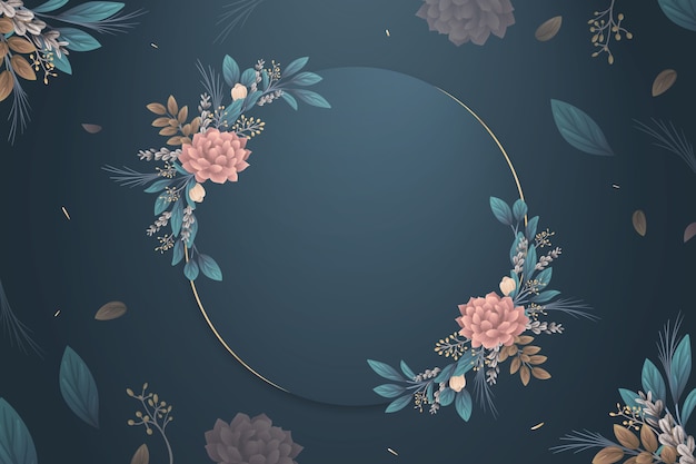 Free Vector Winter Flowers Wallpaper With Empty Badge