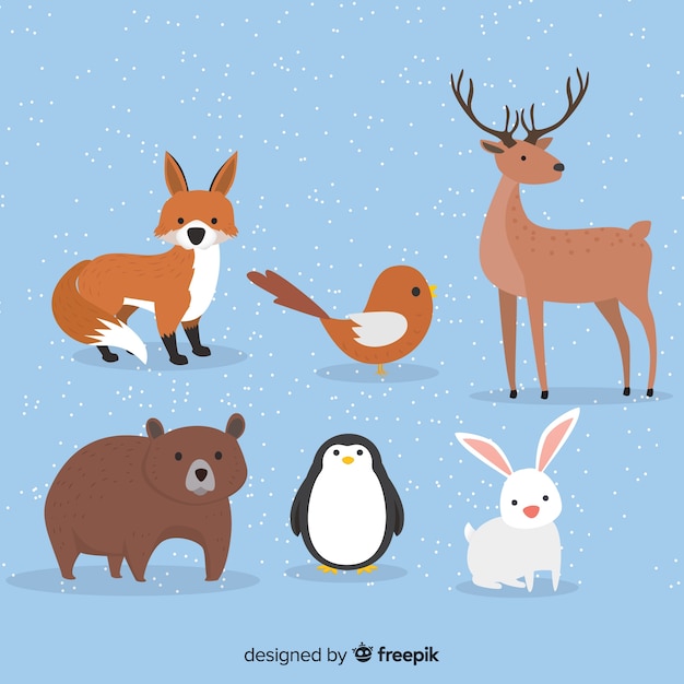 Download Winter forest animal collection | Free Vector