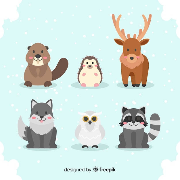 Free Vector Winter Forest Animal Collection