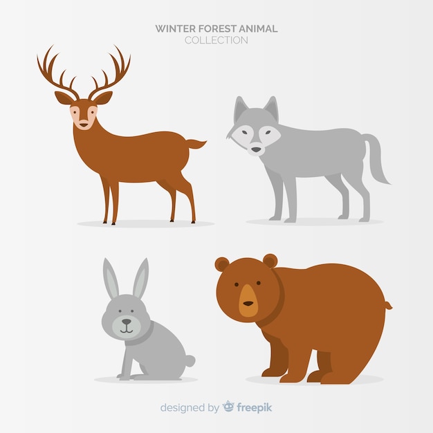 Download Free Vector | Winter forest animals collection