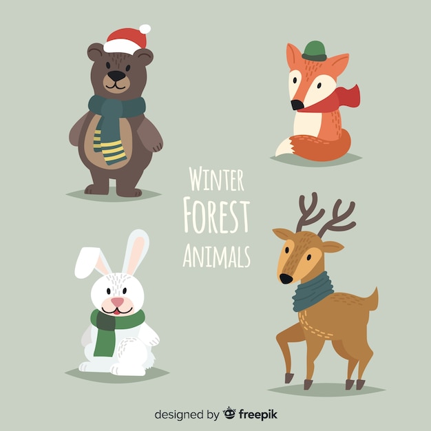 Download Winter forest animals | Free Vector