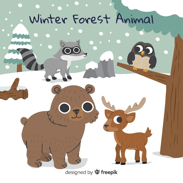 Winter forest animals | Free Vector