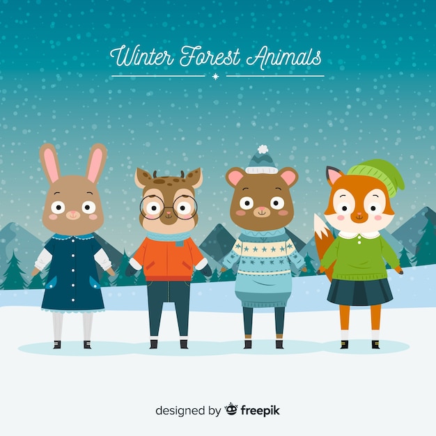 Download Winter forest friends collection Vector | Free Download