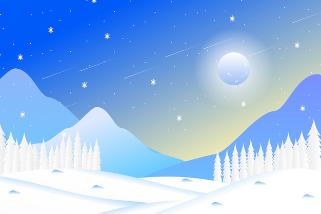 Download Winter forest landscape with mountains and sky Vector ...