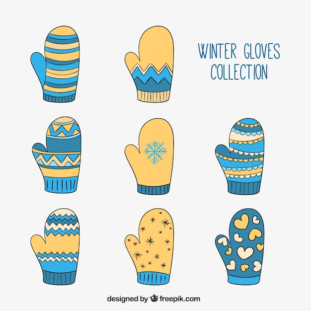 Download Winter gloves collection Vector | Premium Download