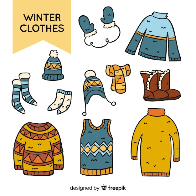 Free Vector Winter hand drawn clothes