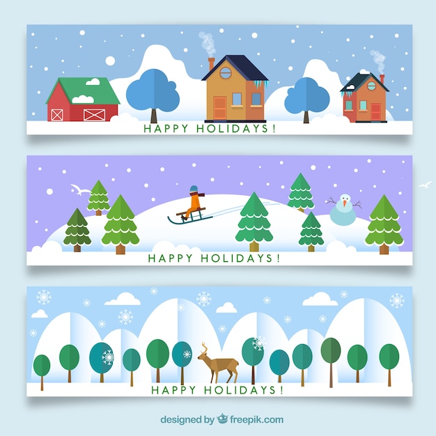 Winter holidays banners collection