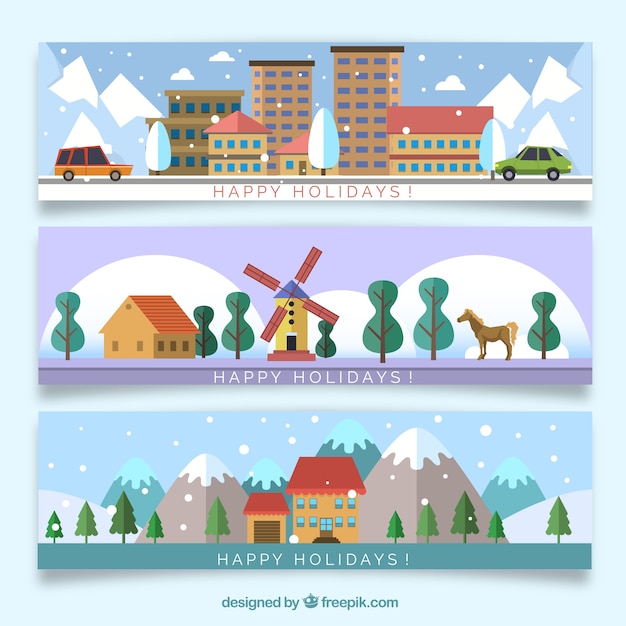 Winter holidays banners