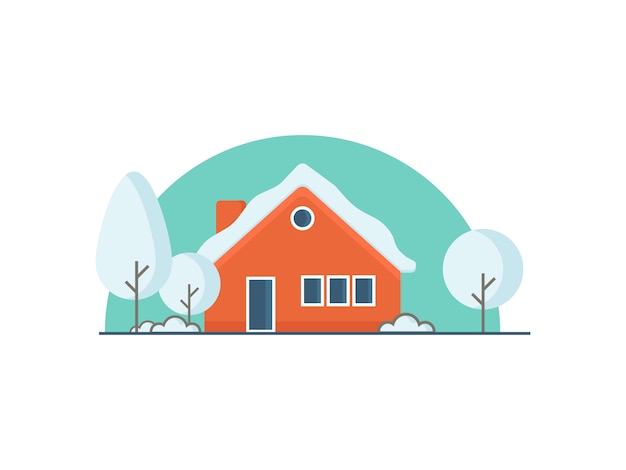 Download Winter house illustration in flat style | Premium Vector