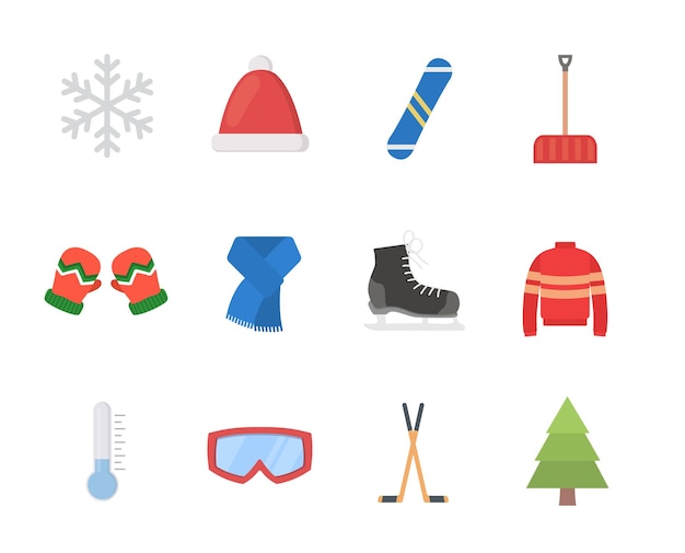 Premium Vector Winter Icon Set In Flat Style Design