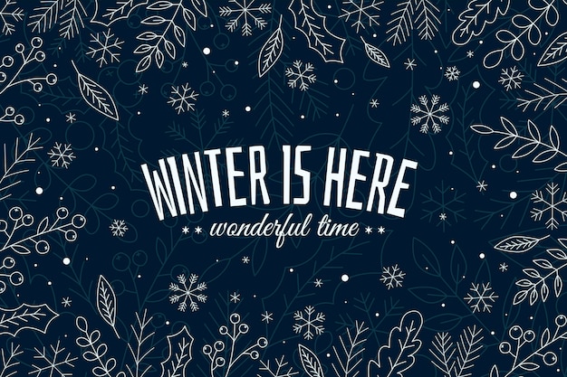 Download Free Vector | Winter is here drawn background