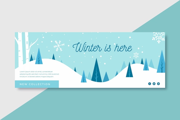 Download Free Vector | Winter is here facebook cover template