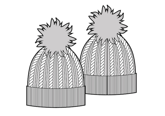 Premium Vector Winter Knitted Hat With Pompon Sketch Style Vector Illustrations Isolated On 6040