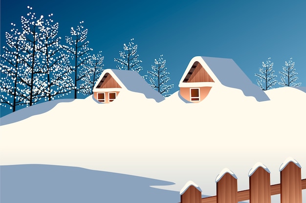 Download Winter landscape concept in hand drawn Vector | Free Download