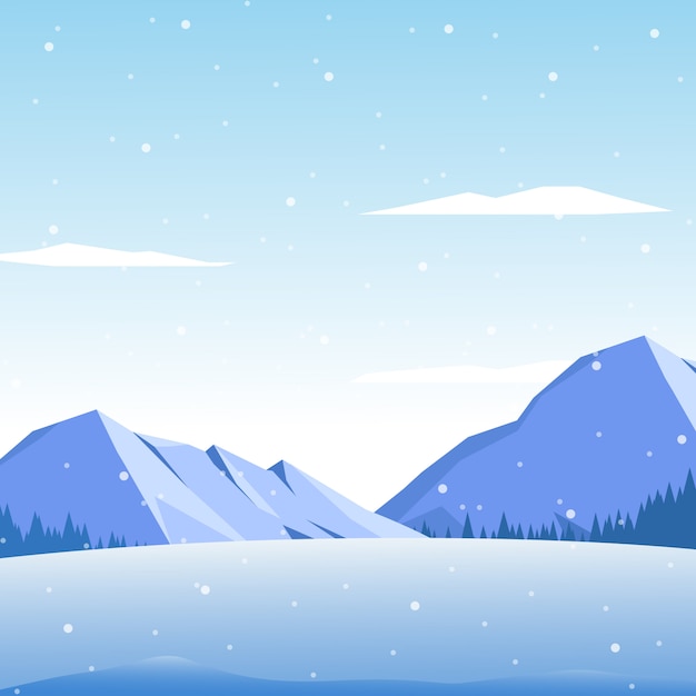 Download Premium Vector | Winter landscape with mountain